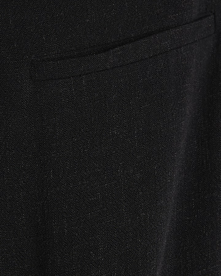 Black Linen Blend Mini Skirt