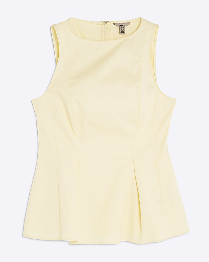 Yellow Sleeveless Peplum Top