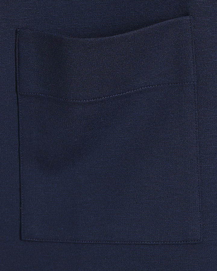 Navy Ponte Zip Collar Tunic Top