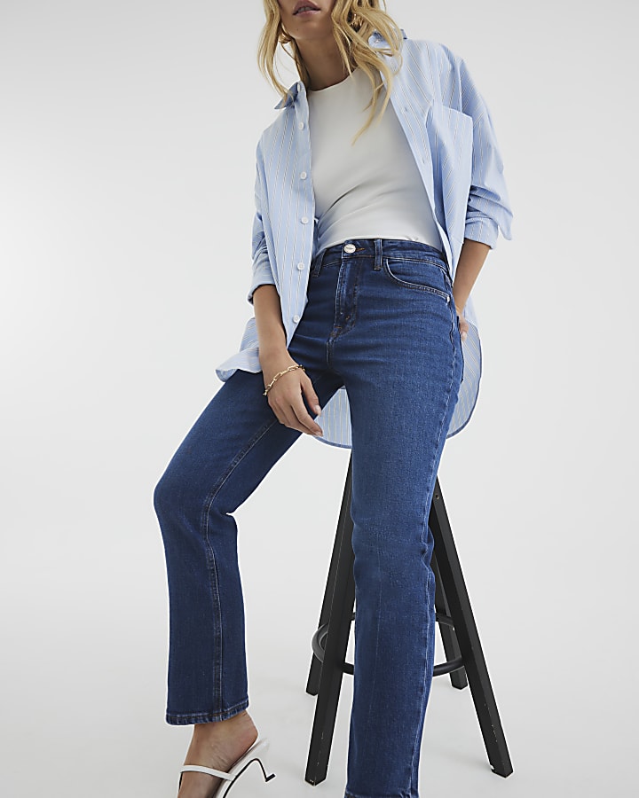 Petite Blue High Rise Ankle Grazer Slim Jeans