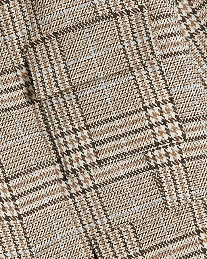 Brown Check Pocket Detail Jacket