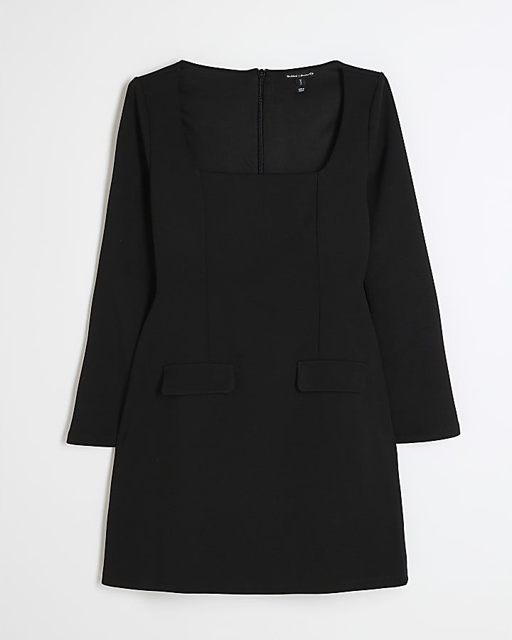 Black Long Sleeve Mini Dress