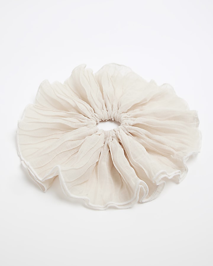 Cream Pleat Organza Scrunchie