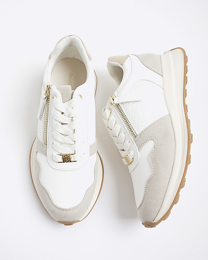 White Side Zip Trainers