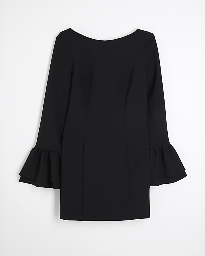 Black Bell Sleeve Mini Dress