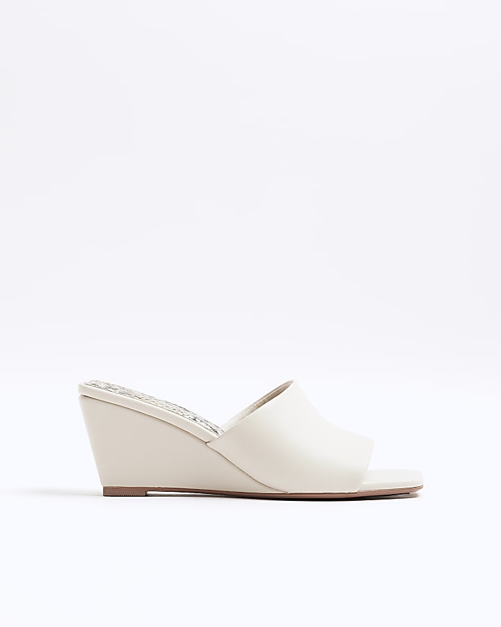 White Square Toe Wedges