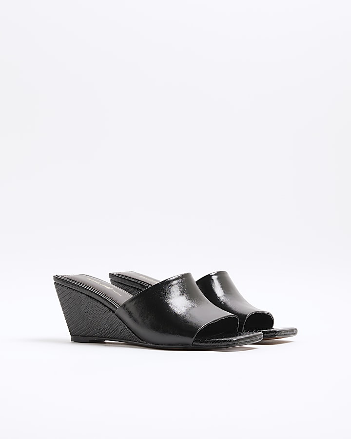 Black Square Toe Wedges