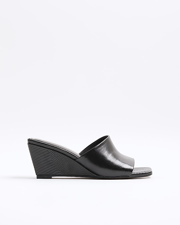 Black Square Toe Wedges