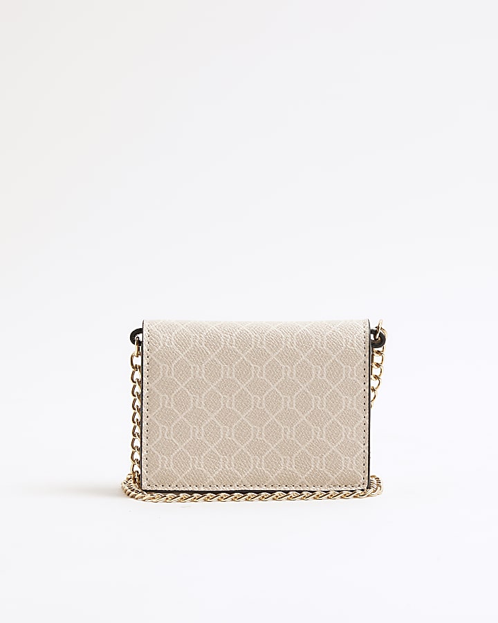 Beige Monogram Panel Cross Body Purse