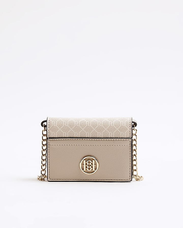 Beige Monogram Panel Cross Body Purse