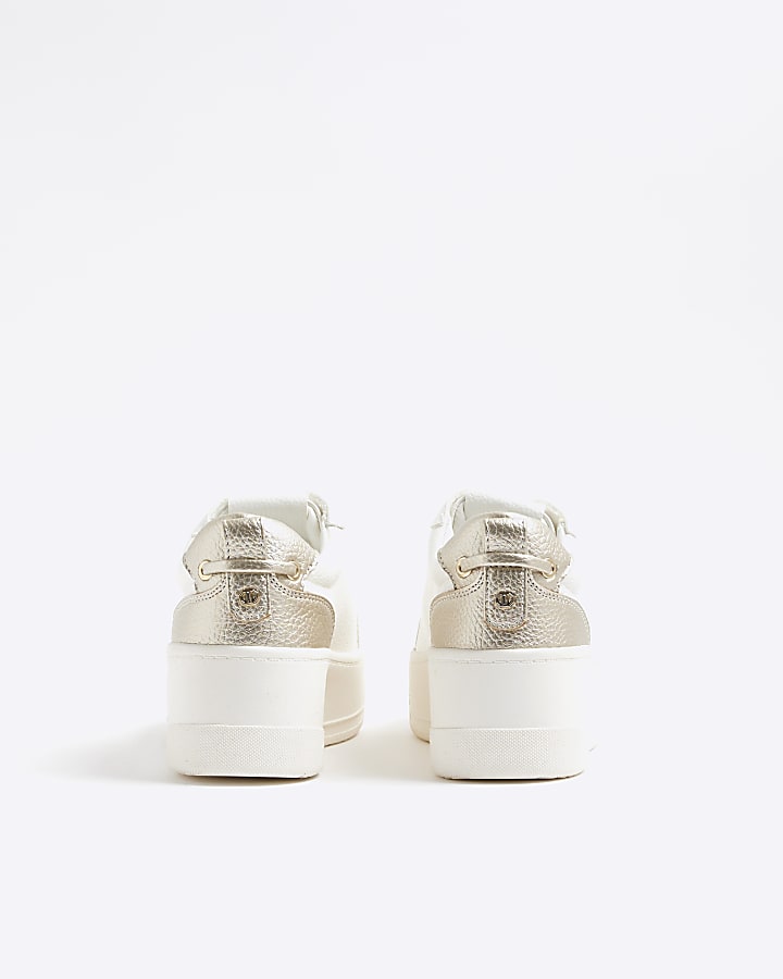 White Platform Pull On Trainers