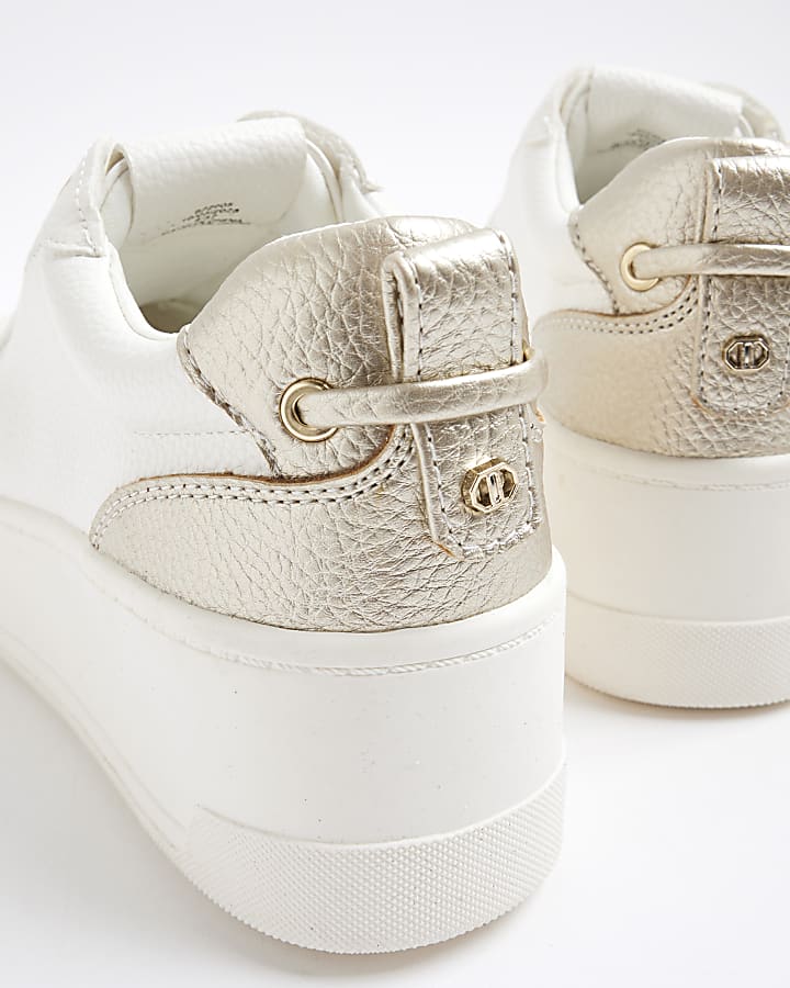 White Platform Pull On Trainers