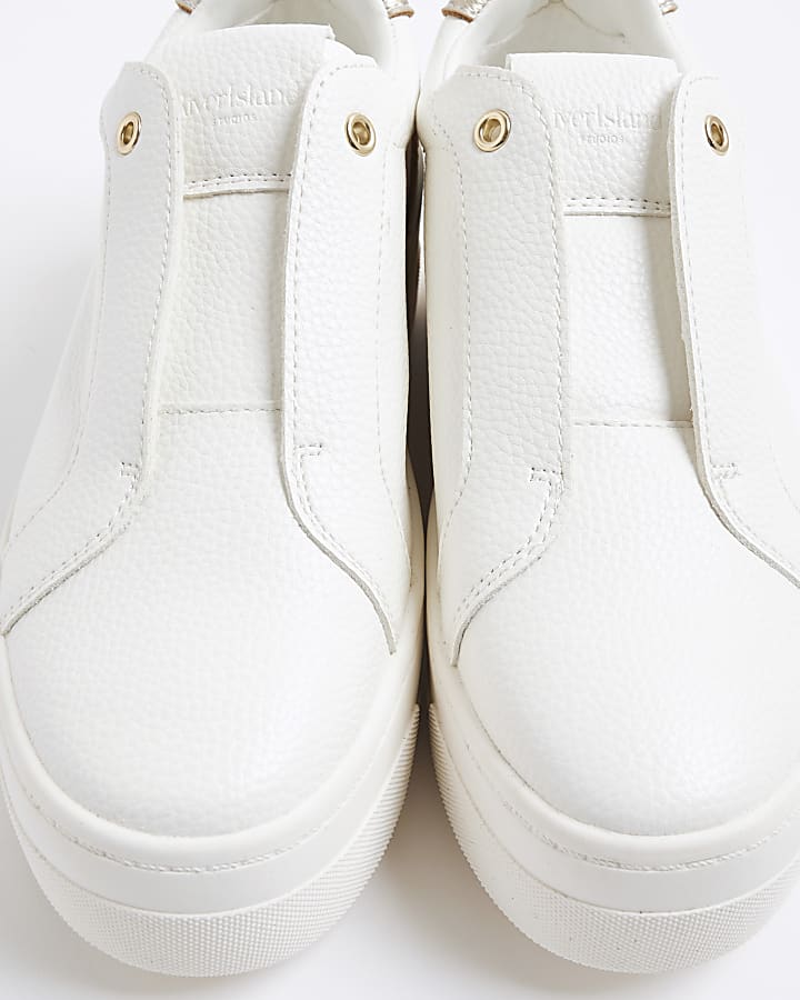 White Platform Pull On Trainers