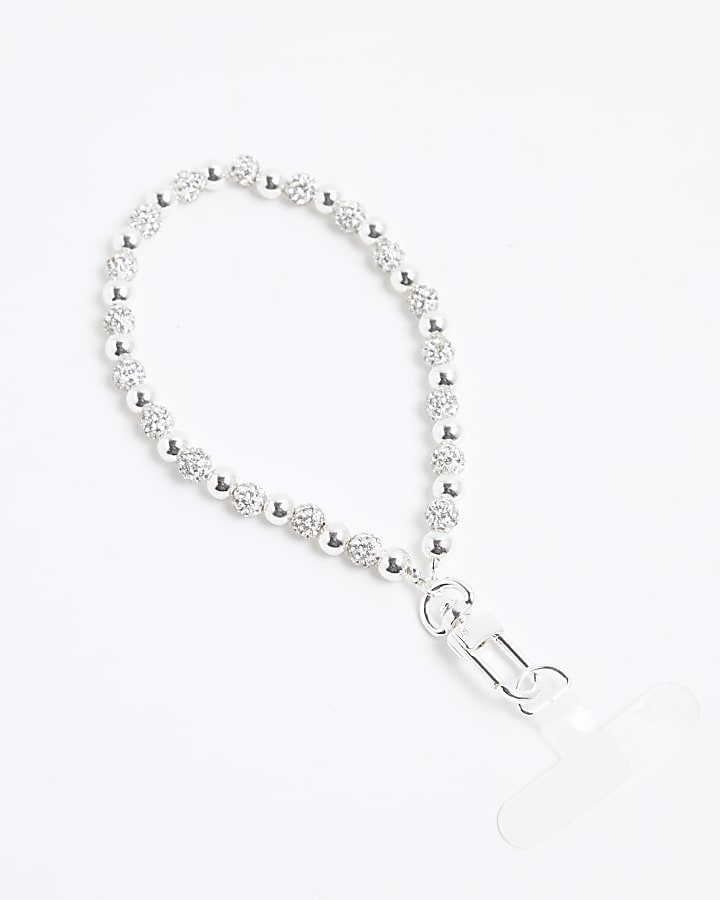 Silver Diamante Phone Charm