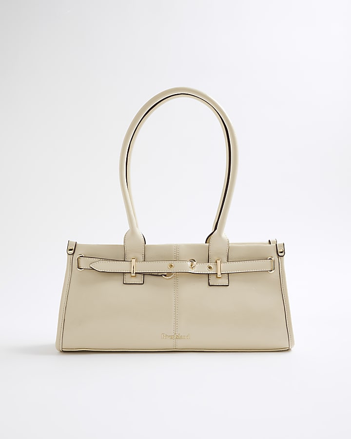 Beige Buckle Shoulder Bag