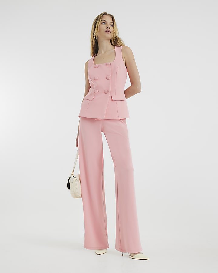 Coral Sleeveless Double Breasted Jumpsuit