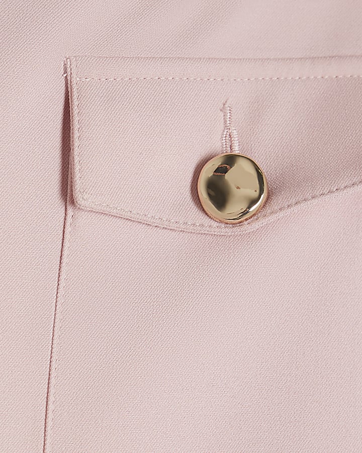 Petite Pink Button Front Straight Trousers