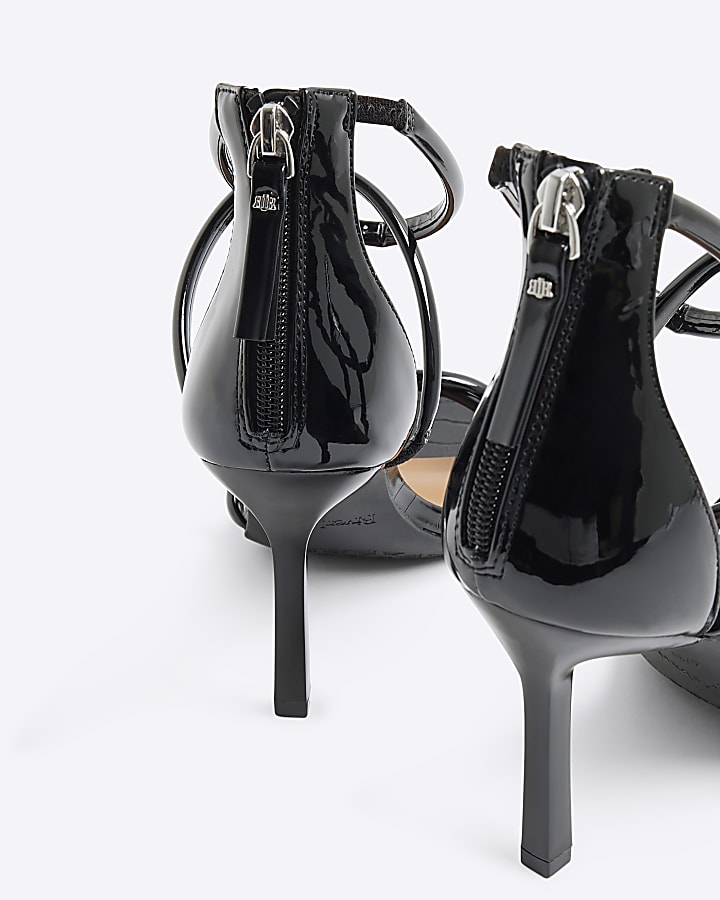 Black Twist Closed Back Heeled Sandals