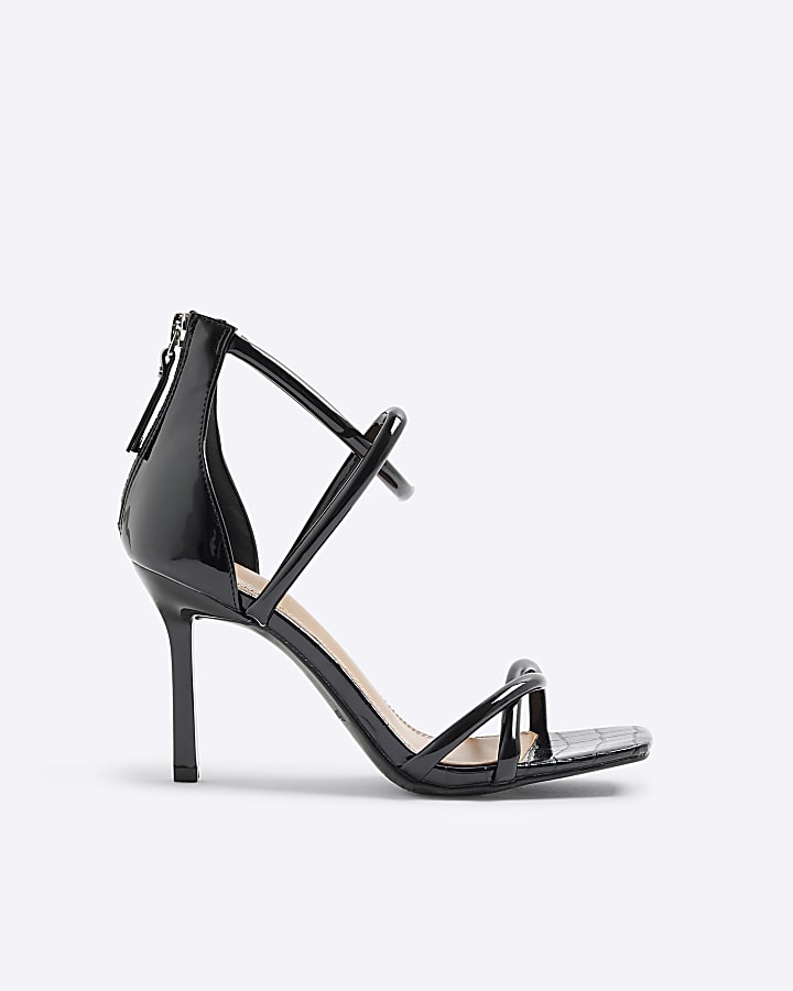 Black Twist Closed Back Heeled Sandals