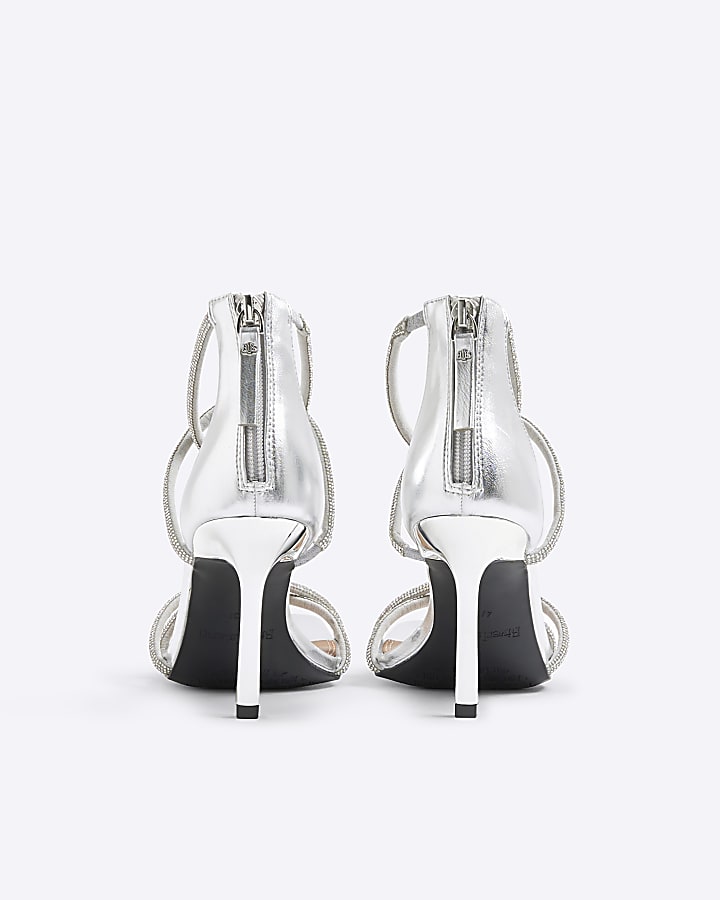 Silver Twist Closed Back Heeled Sandals
