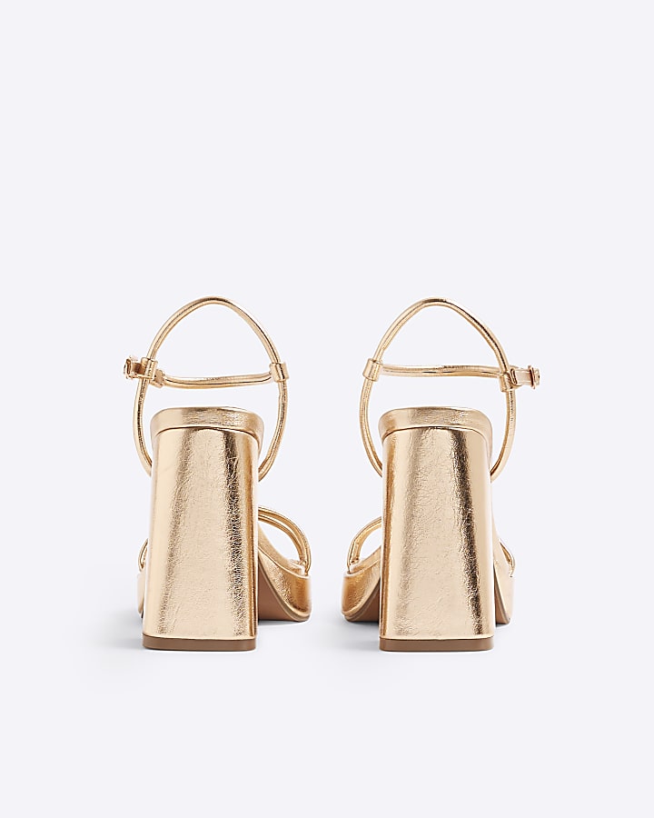 Rose Gold Platform Heeled Sandals