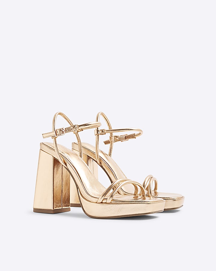 Rose Gold Platform Heeled Sandals