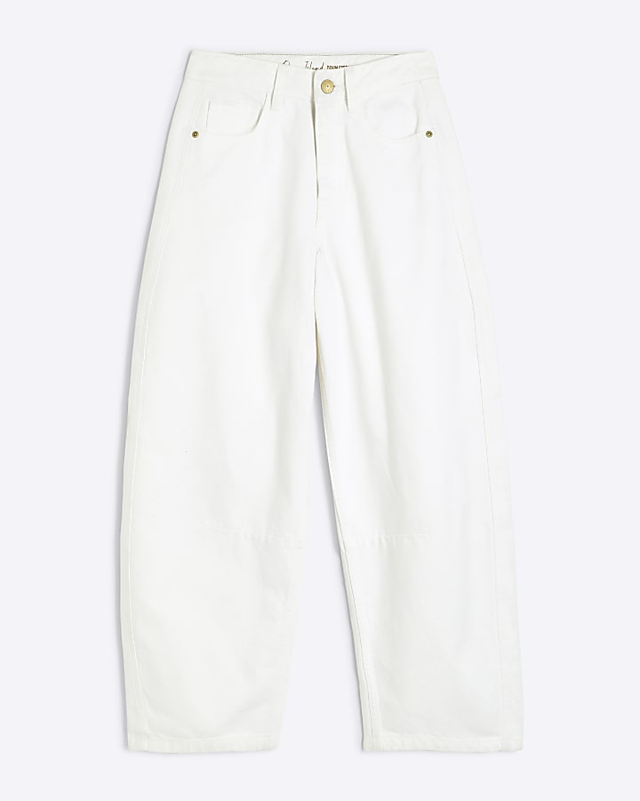 Petite White High Rise Balloon Jeans