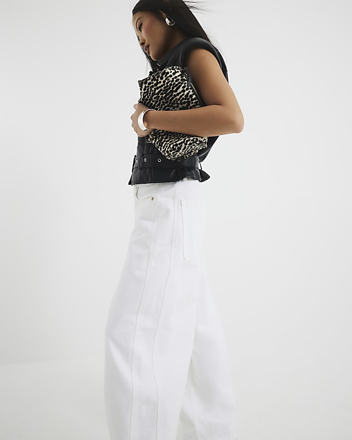 Petite White High Rise Balloon Jeans