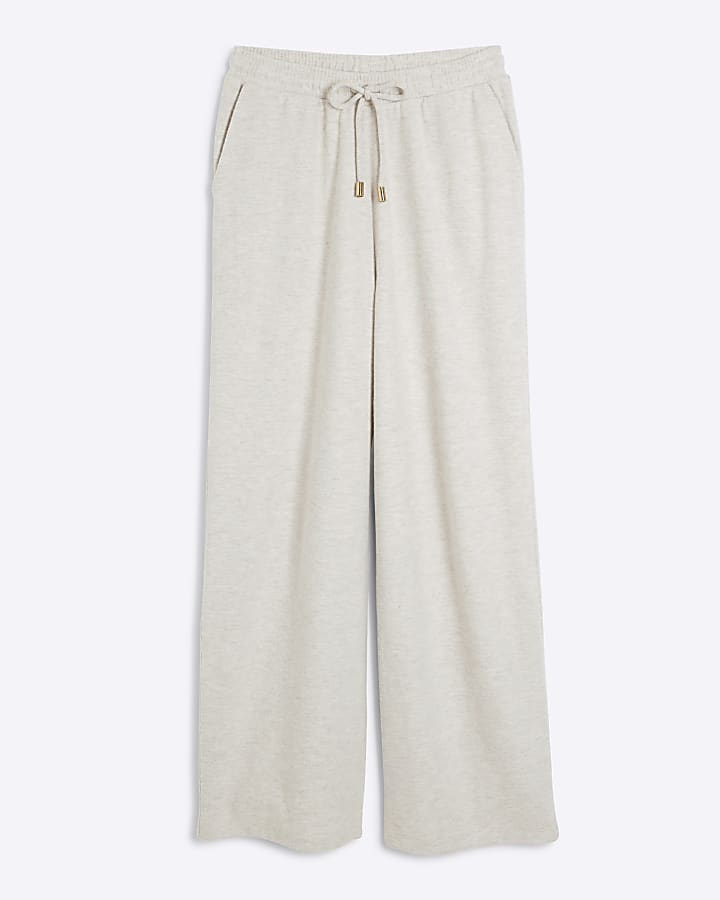 Beige Cosy Wide Leg Trousers