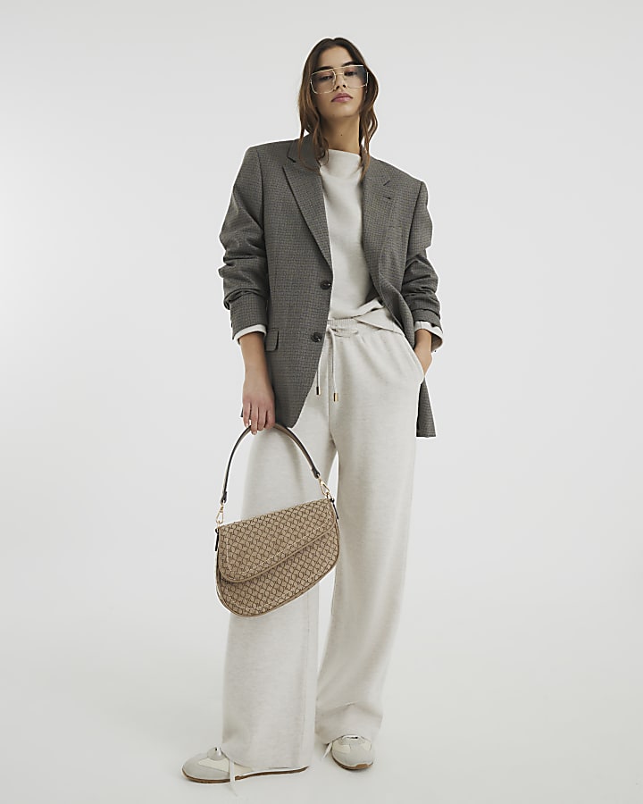 Beige Cosy Wide Leg Trousers