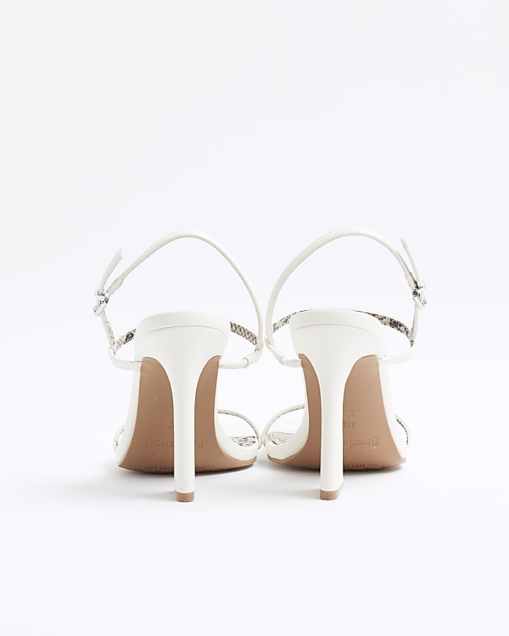 White Wide Fit T Bar Heeled Sandals