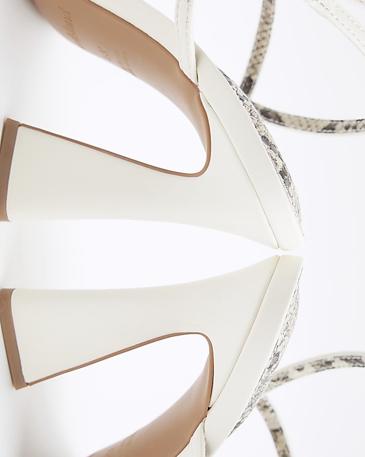 White Wide Fit T Bar Heeled Sandals