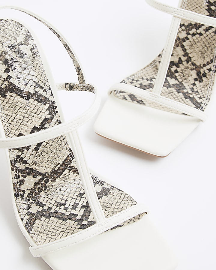 White Wide Fit T Bar Heeled Sandals