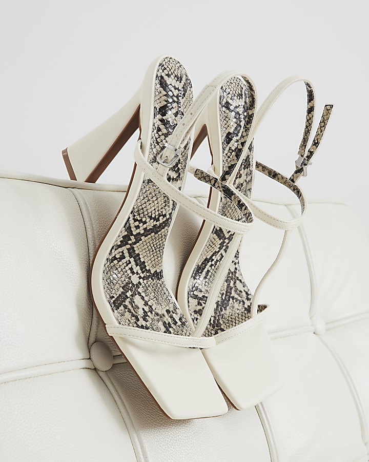 White Wide Fit T Bar Heeled Sandals