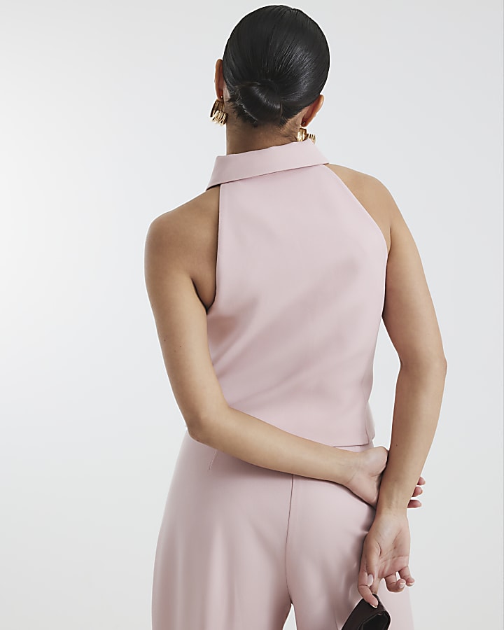 Petite Pink Collared Waistcoat