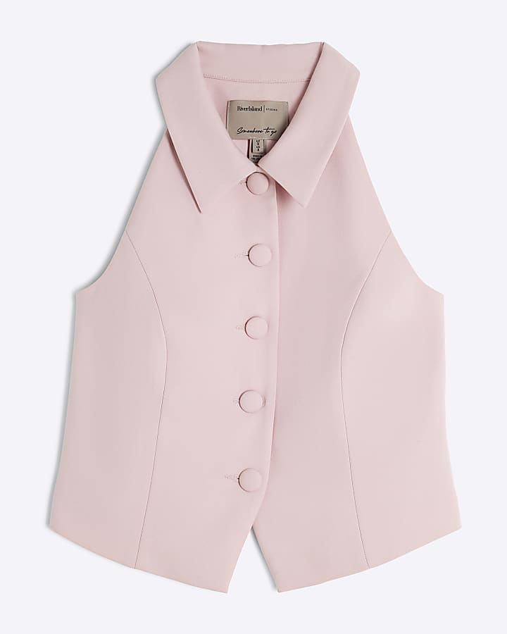 Petite Pink Collared Waistcoat