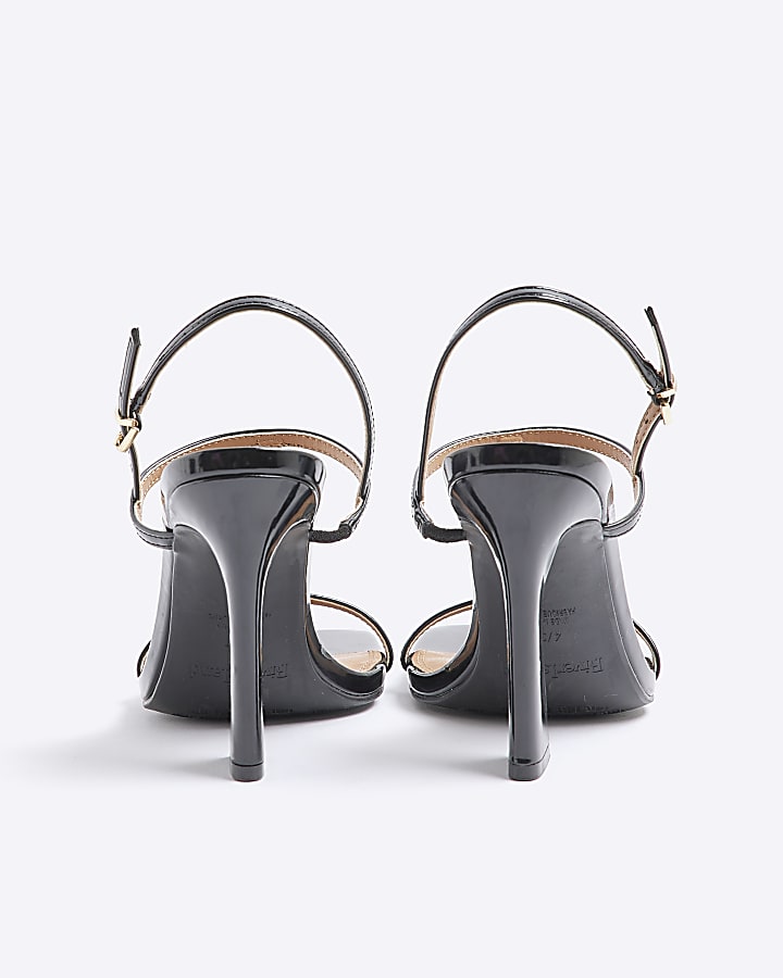Black Wide Fit T-Bar Heel Sandals