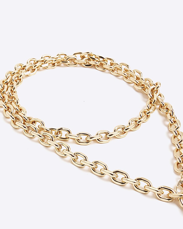 Gold Multi Wear Heart Chain Necklace