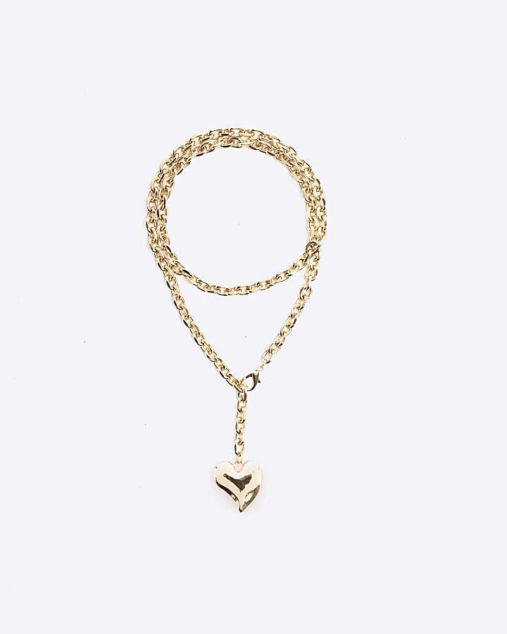 Gold Multi Wear Heart Chain Necklace