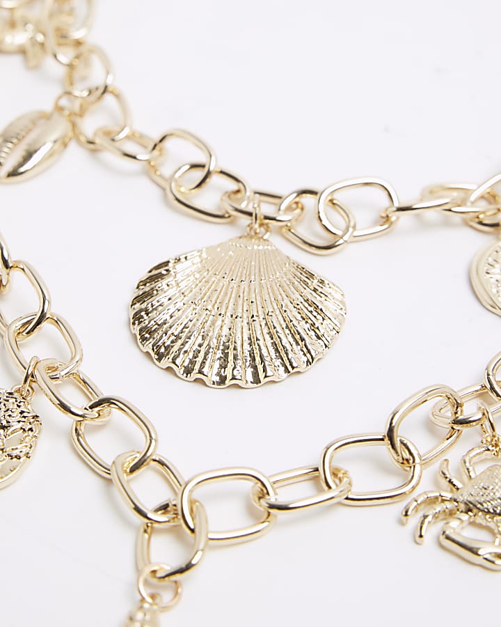 Gold Large Shell Charm Necklace