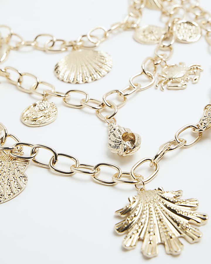 Gold Large Shell Charm Necklace