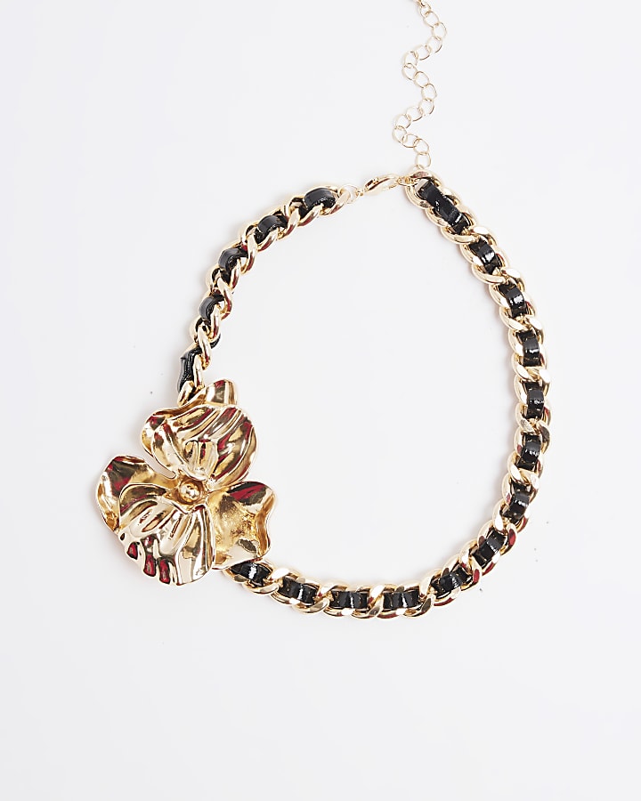 Black Chain Flower Necklace