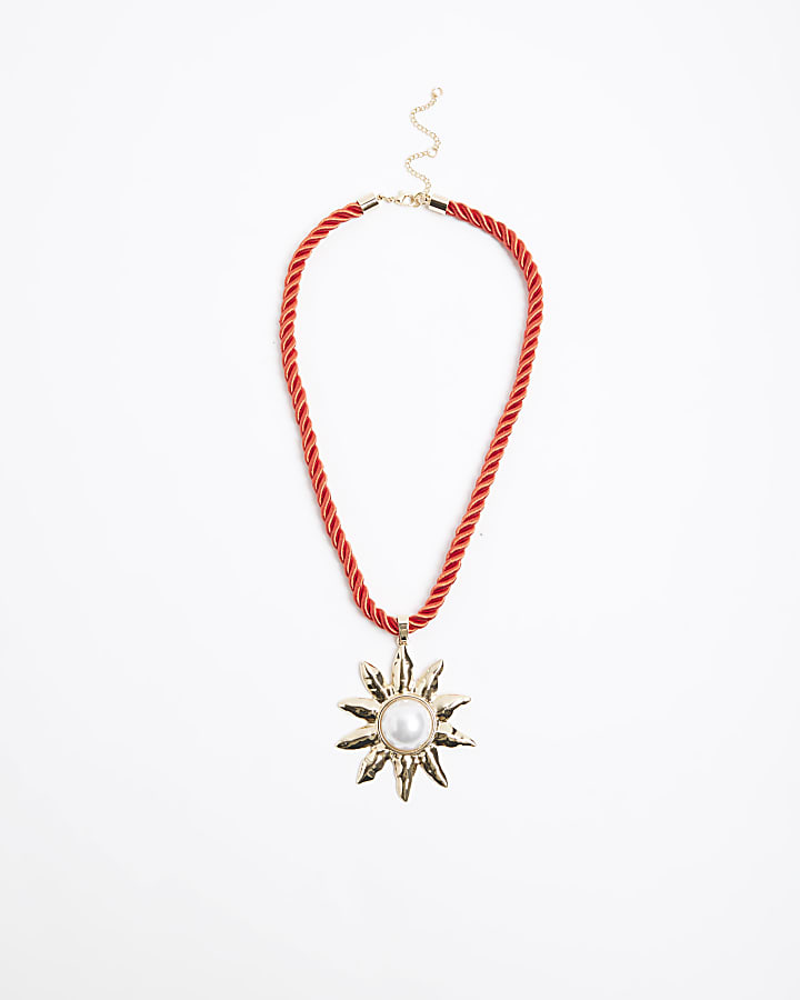 Red Cord Sun Swirl Necklace