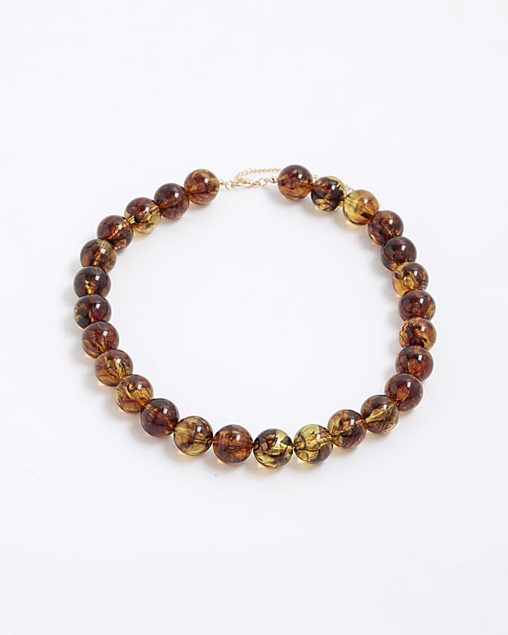 Brown Beaded Collar Necklace