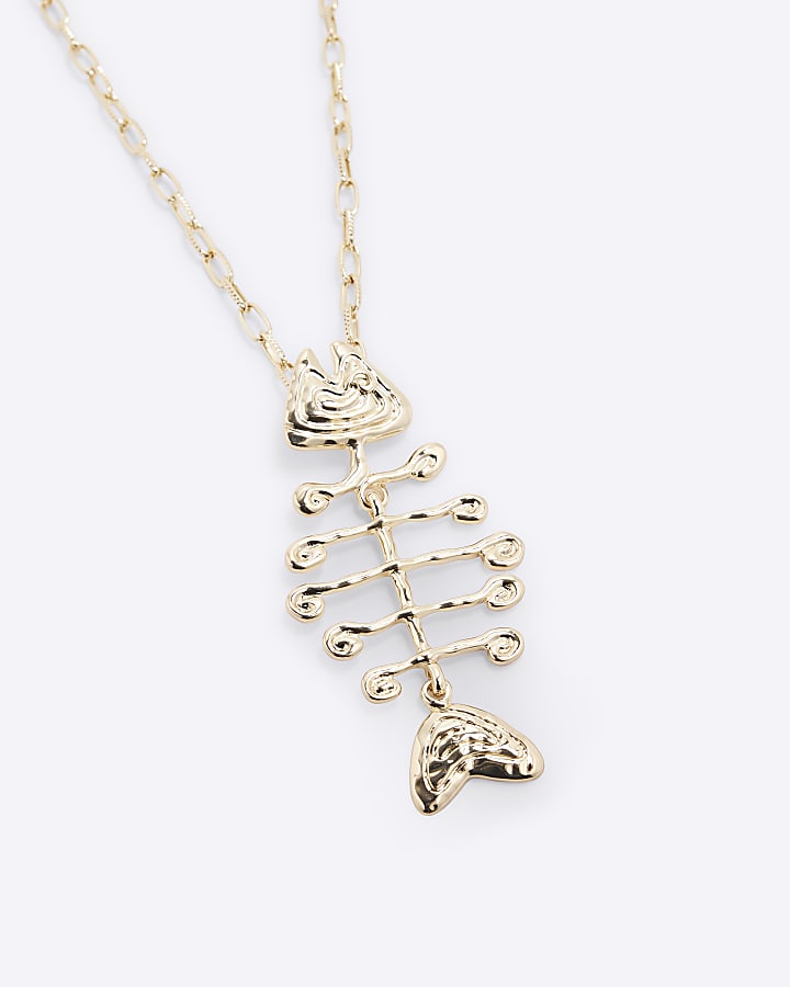 Gold Fish Pendant Necklace