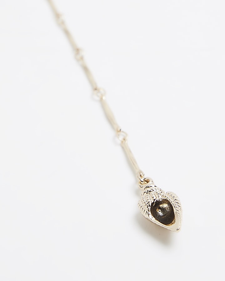 Gold Layered Shell Lariat Necklace