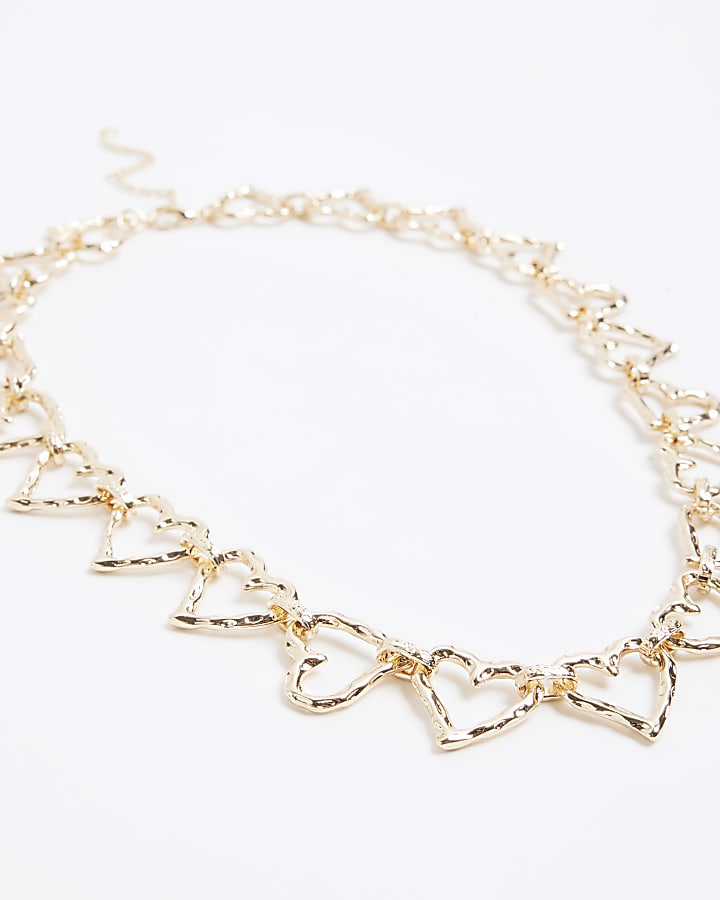 Gold Heart Link Chain Necklace