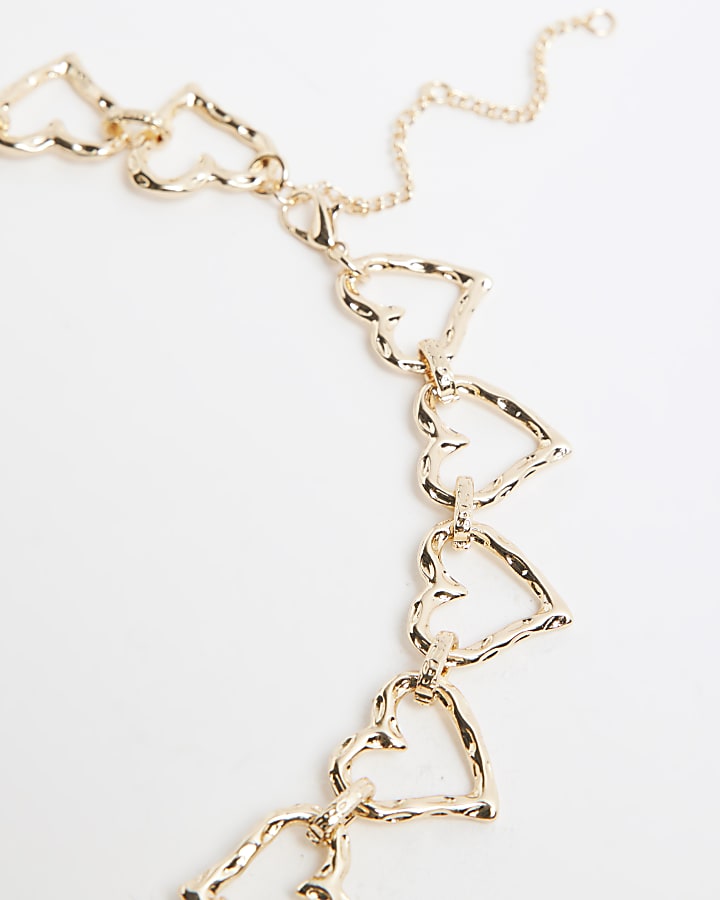 Gold Heart Link Chain Necklace