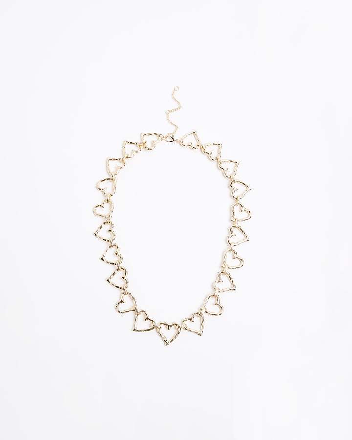 Gold Heart Link Chain Necklace