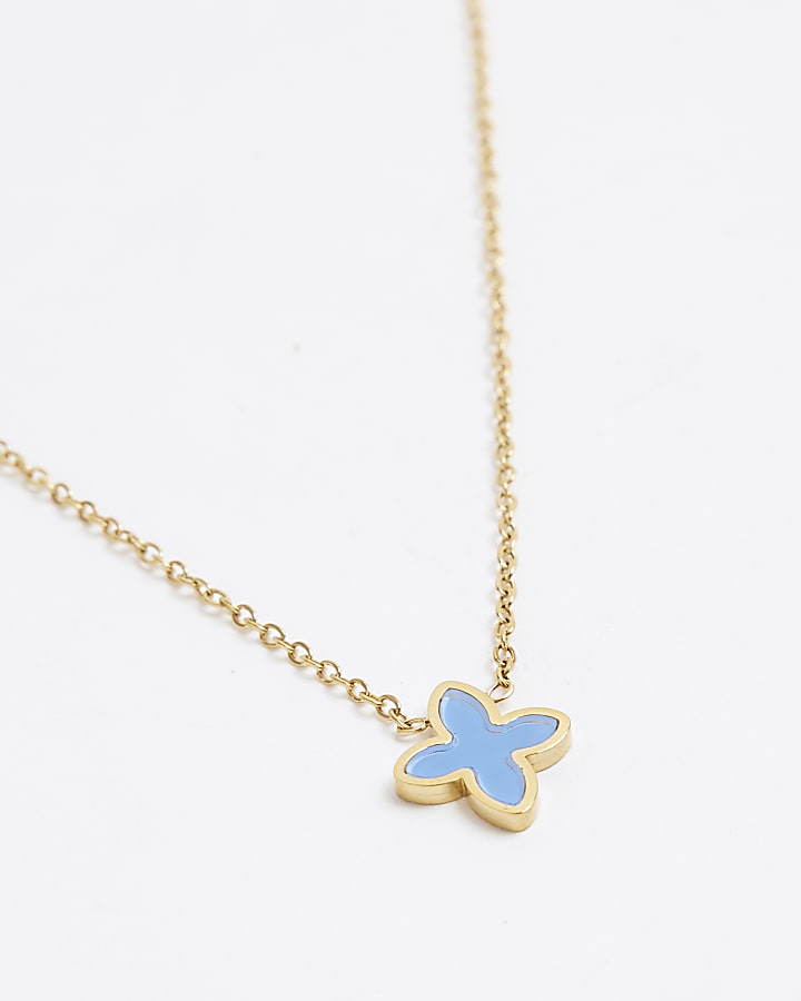 Blue Clover Necklace